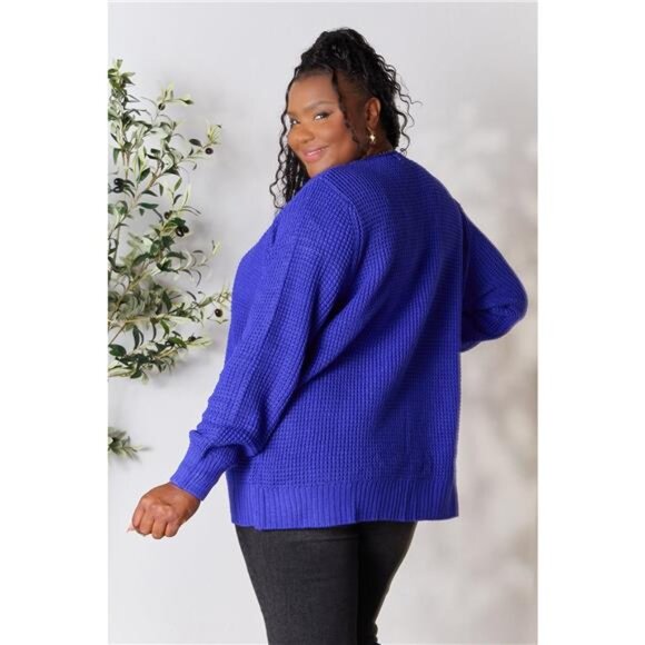Zenana Full Size Waffle-Knit Open Front Cardigan - Picture 6 of 8